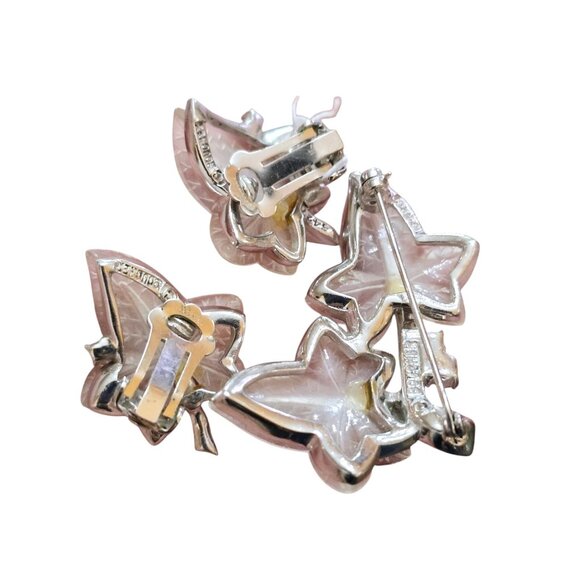 Unique BOUCHER 6426 Frosted Lucite Brooch and 6427 Earring Set (SC104) - Picture 4 of 5